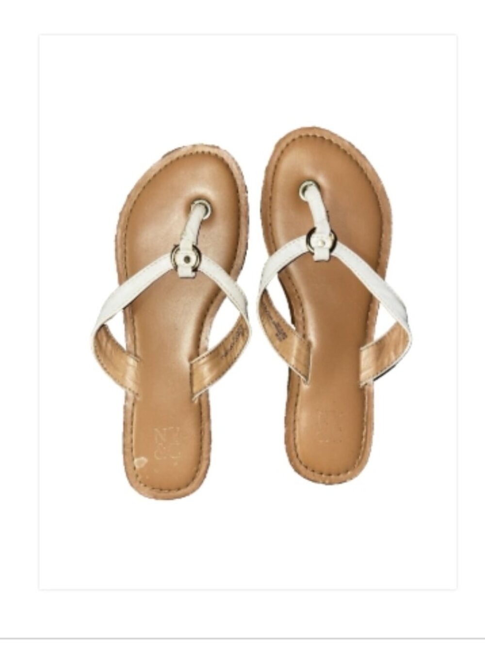 🤍 NY&C New York & Company White Thong Sandals Size 6M 👡✨
